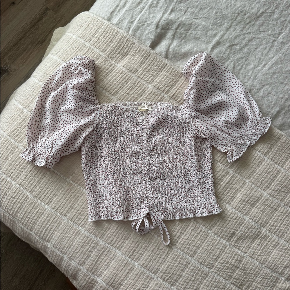 Women's White and pink floral print Top